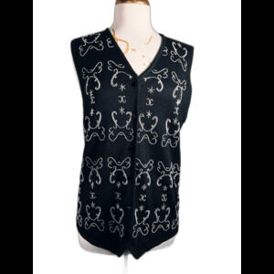 Sostanza Sweater Vest Size L 80's Vintage Knitted Statement Piece Vest